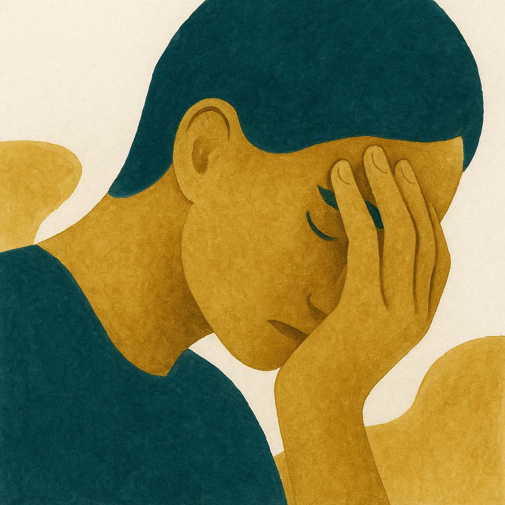 Ilustração editorial para o artigo: Burnout no TDAH: por que o esgotamento chega antes?
